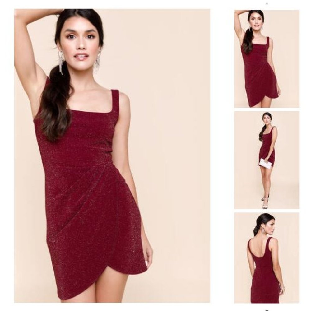 Francesca's Megan Glitter Tulip Mini Dress